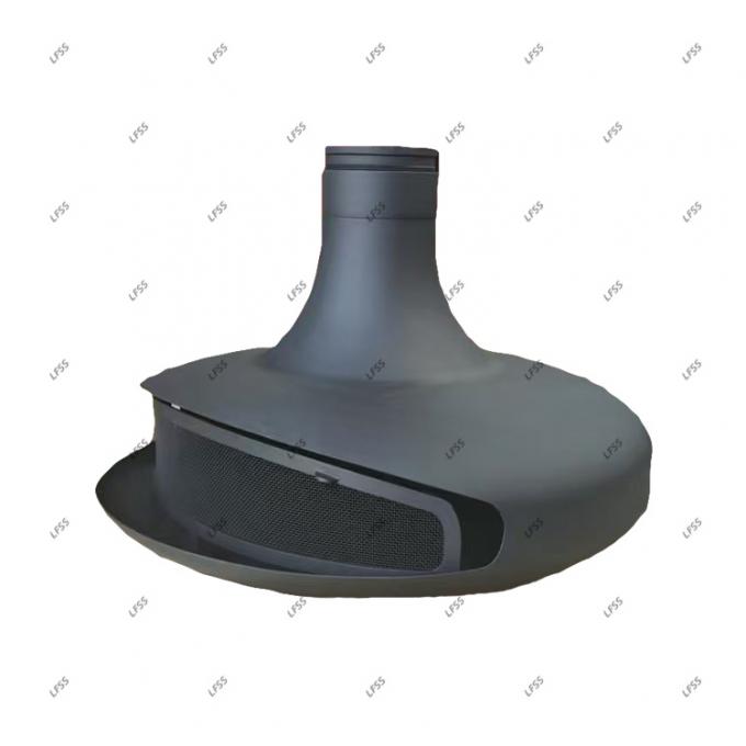 Caminera de madera suspendida negro quemando chimenea de techo interior de acero a medida 22