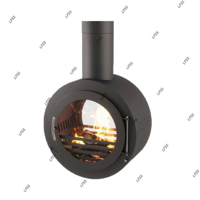 Caminera de madera suspendida negro quemando chimenea de techo interior de acero a medida 23
